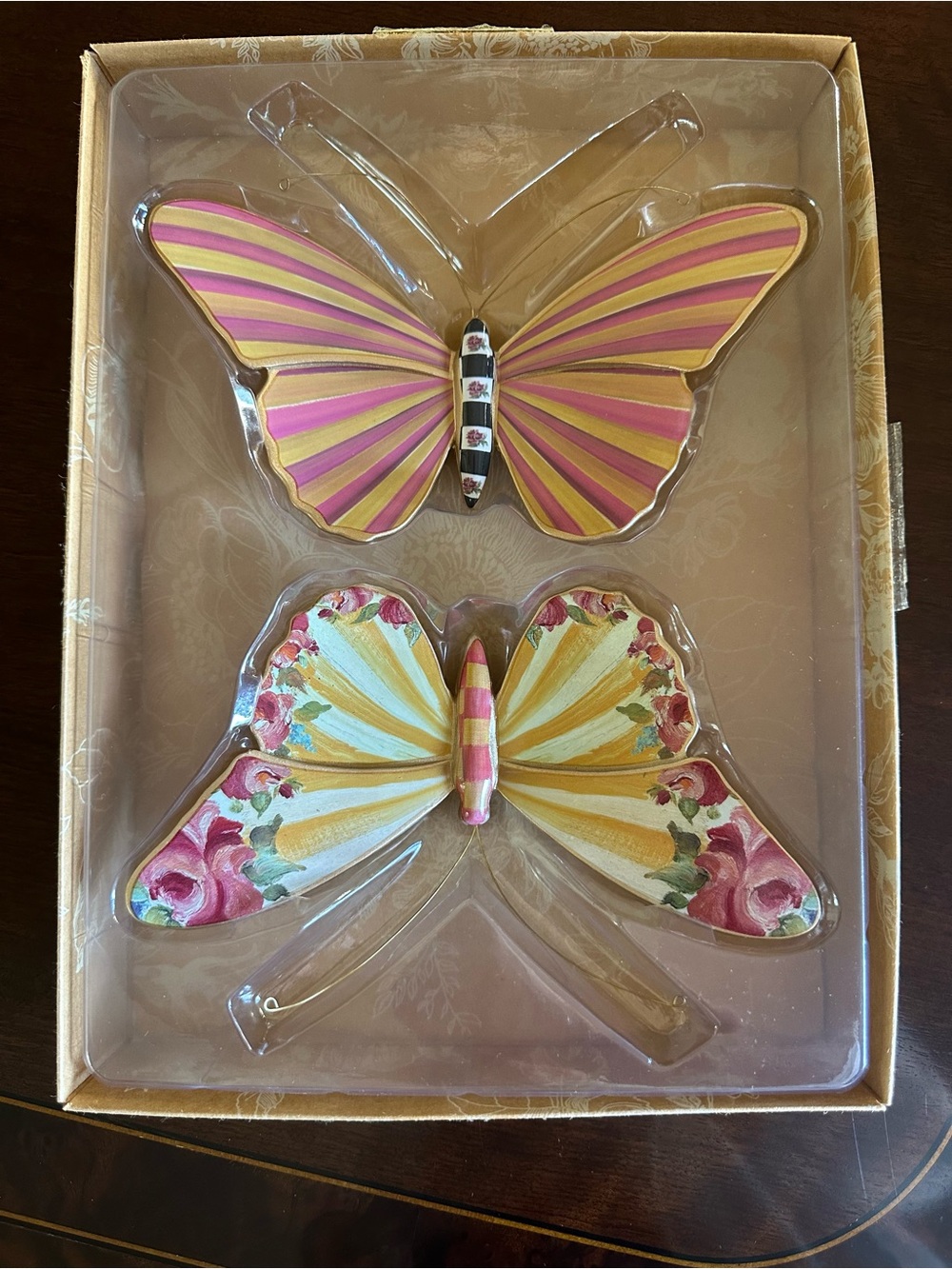 Mackenzie-Childs Decorative Pink & Yellow Butterfly Wall Accents